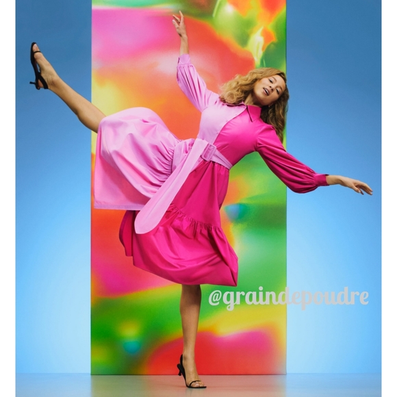 Rare! 🎉HP🎉 Christopher John Rogers x Target Two-Tone Pink Maxi Shirt Dress 0 - Picture 3 of 4